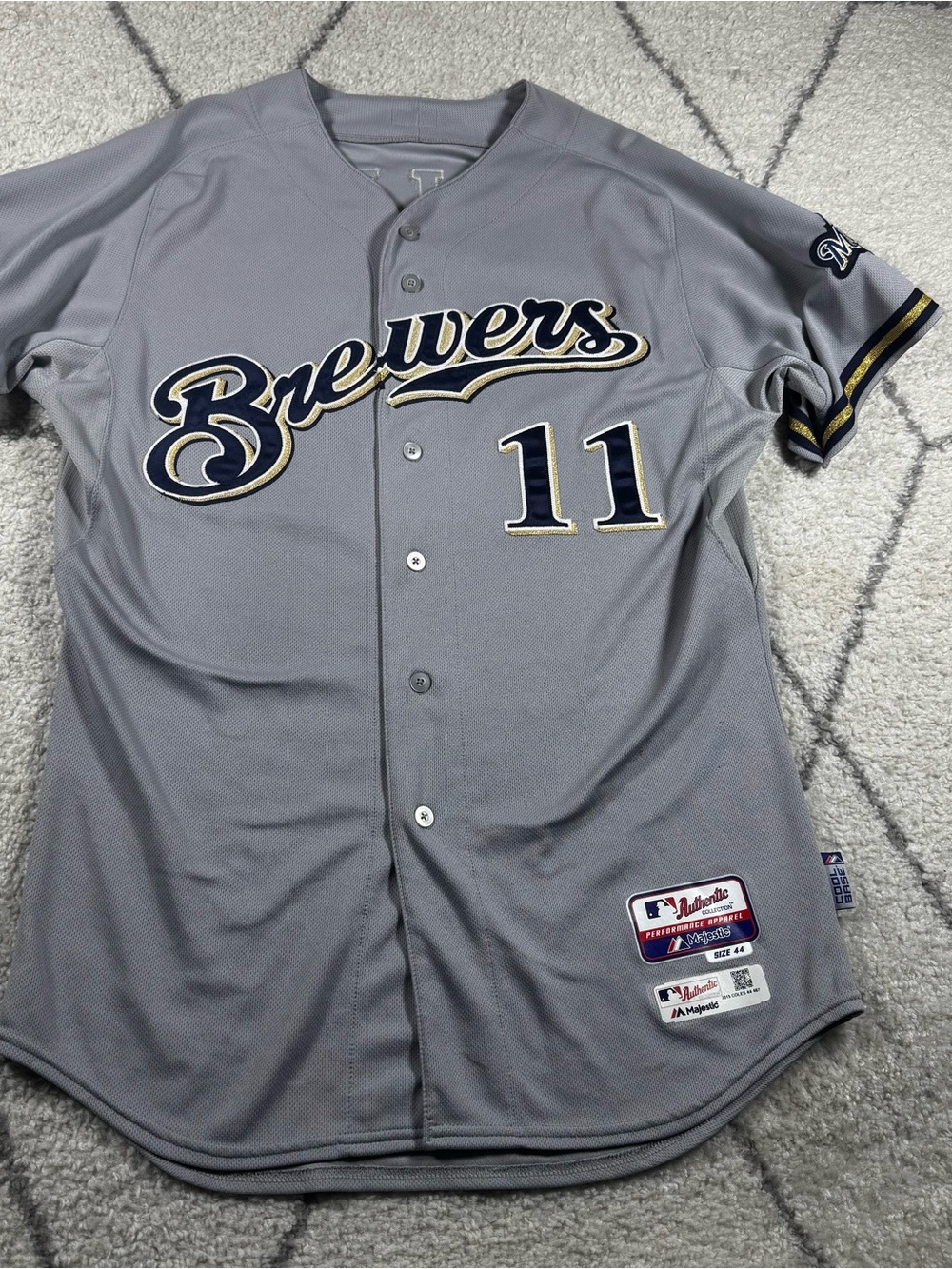Milwaukee Brewers #11 Grey Away Baseball Jersey